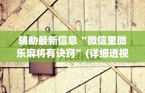 今日必看教程“微乐湖北麻将开挂方法”有挂详细开挂教程