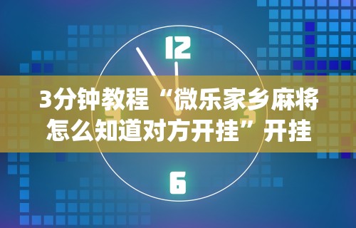 3分钟教程“微乐家乡麻将怎么知道对方开挂”开挂(透视)辅助教程